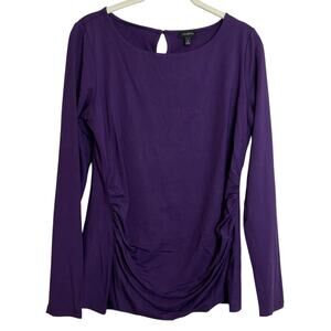 Talbots Womens Ruched Knit Top Small Purple Long Sleeve NEW Career Layering Top